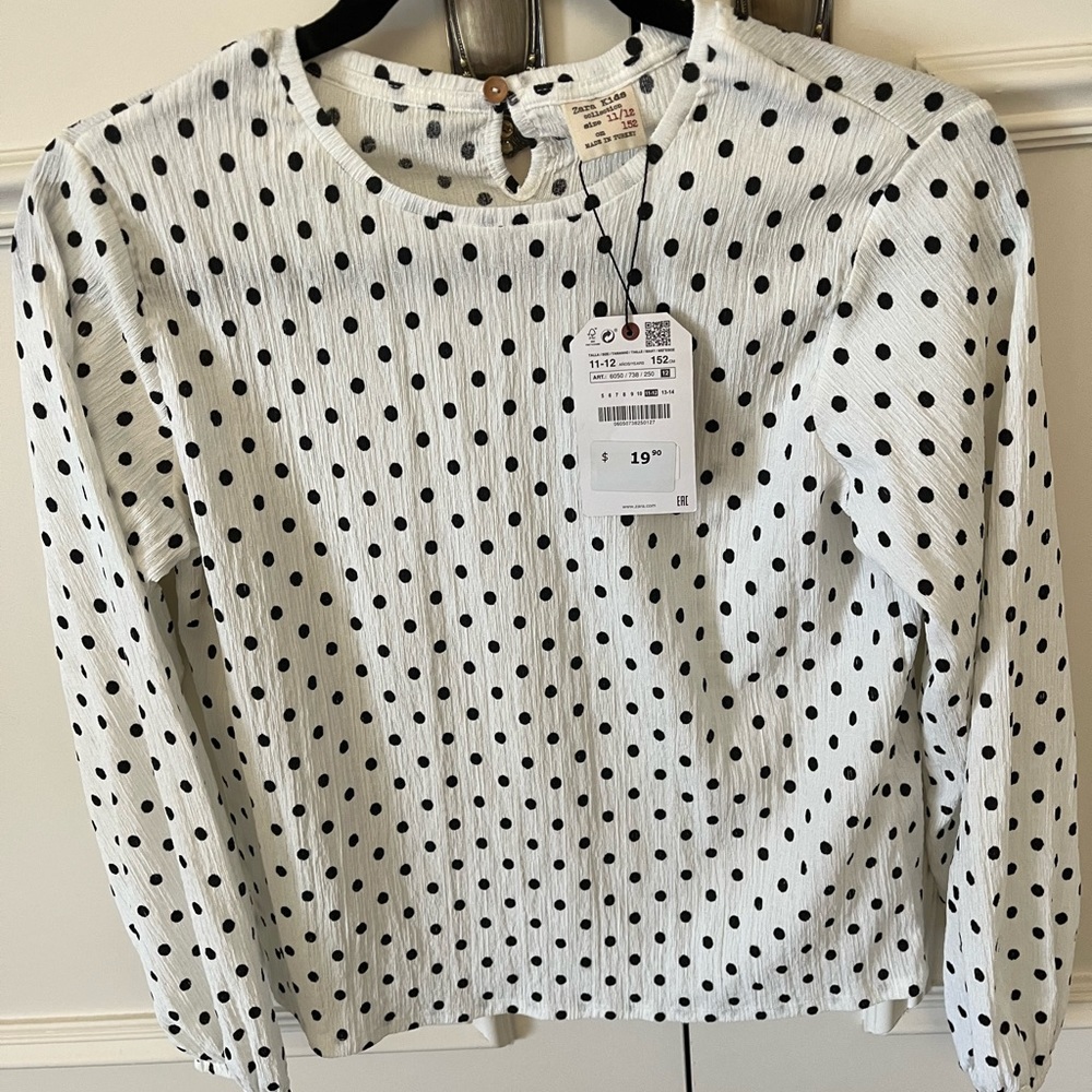 Zara kids brand new polka dot long sleeve shirt